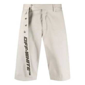 SS21 Belte Logo Knelange Shorts Løs Passform Beige