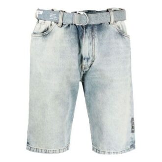 SS21 Belte med logotrykk, Denim Shorts, blå