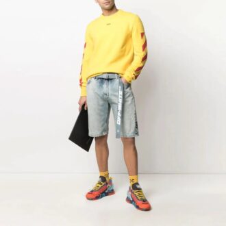 SS21 Belte med logotrykk, Denim Shorts, blå