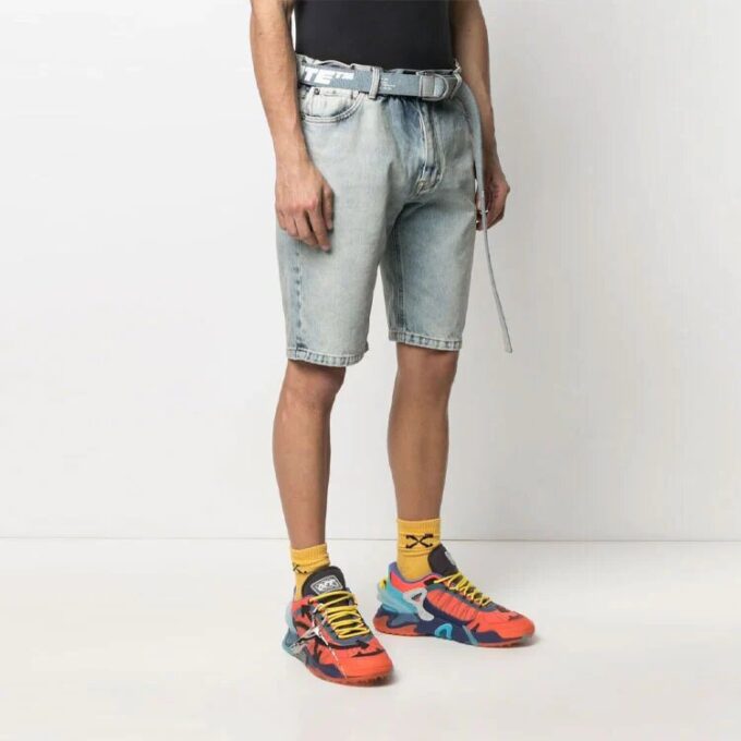 SS21 Belte med logotrykk, Denim Shorts, blå