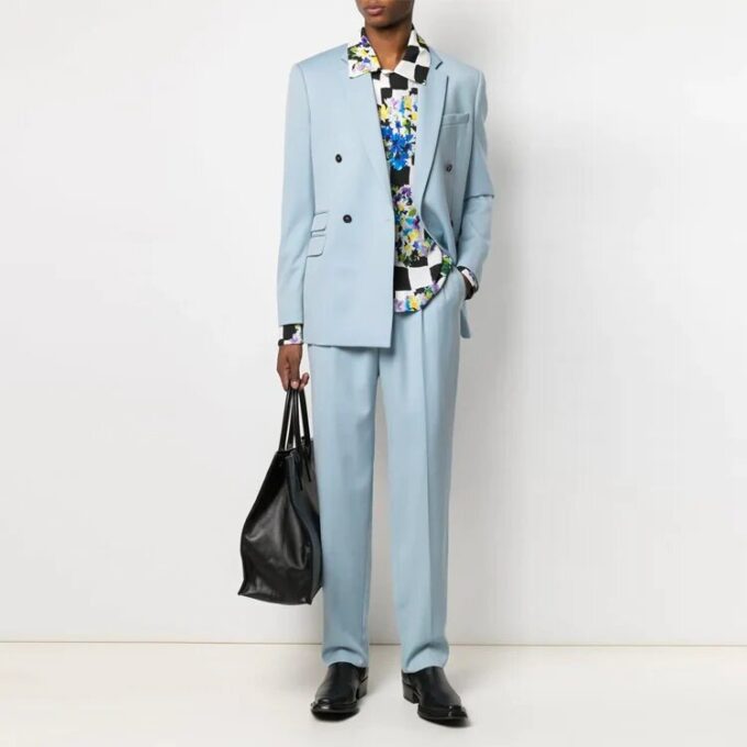 SS21 Blomstertrykk, rutete revers, langermet skjorte, slim fit-versjon, svart