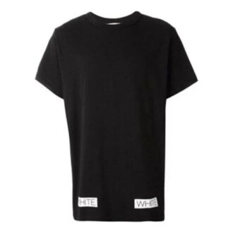 SS21 Bomullsstripe med trykkmønster Rund hals Shorts Kort erme Svart