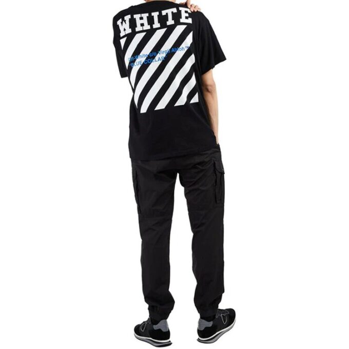 SS21 Bomullsstripe med trykkmønster Rund hals Shorts Kort erme Svart