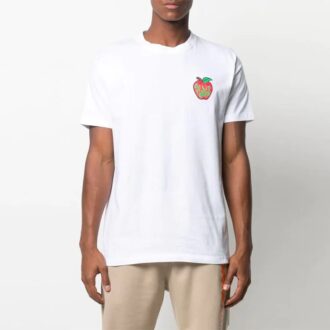 SS21 Brystlogo-trykk Rund hals Shorts Kort erme Vanlig versjon Hvit