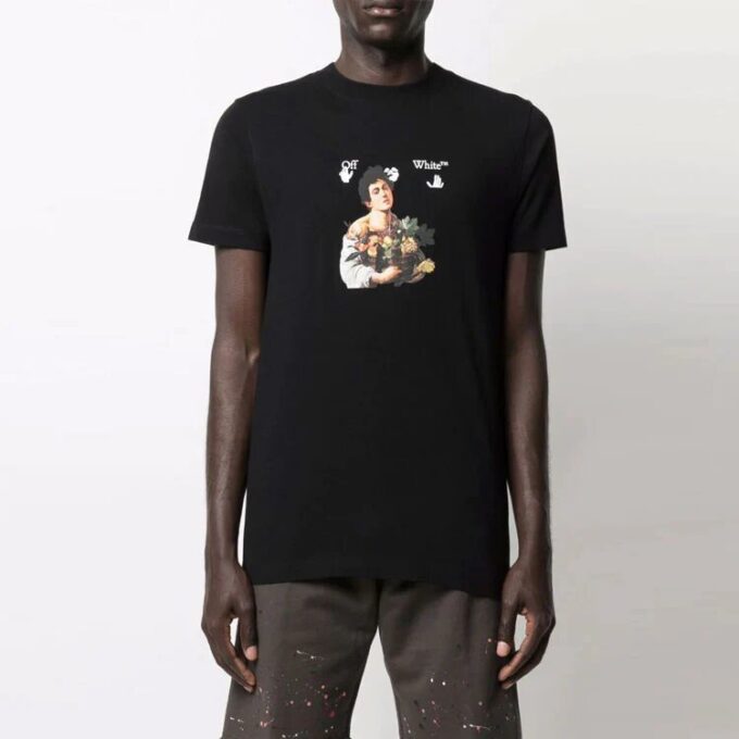 SS21 Cartoon-trykk Rund hals Shorts Versjon Svart