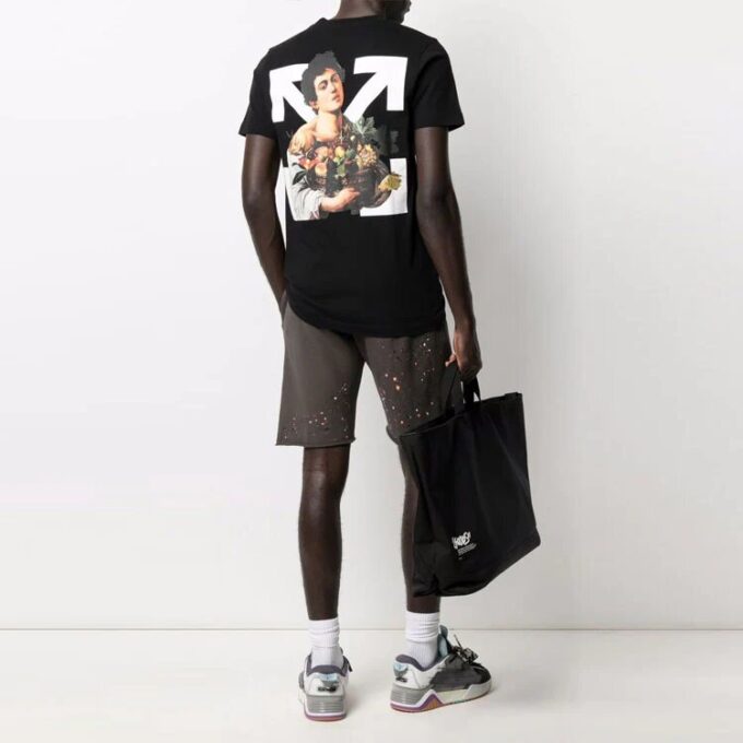 SS21 Cartoon-trykk Rund hals Shorts Versjon Svart