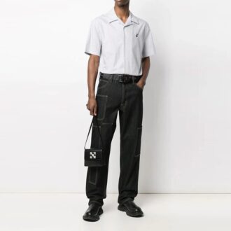 SS21 Casual Stripe shortsærmet skjorte, hvit