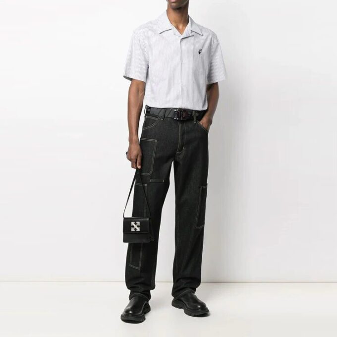 SS21 Casual Stripe shortsærmet skjorte, hvit