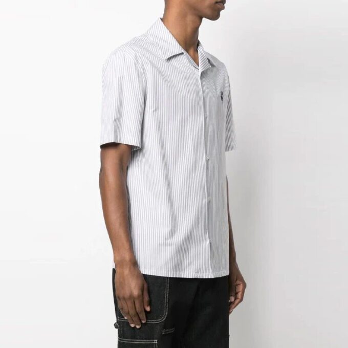 SS21 Casual Stripe shortsærmet skjorte, hvit