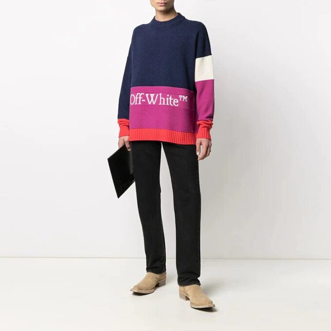 SS21 Colorblock Logo Rundhals Langermet Blå