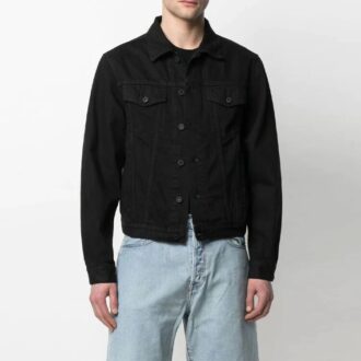 SS21 Denimjakke med logotrykk, løs passform, svart