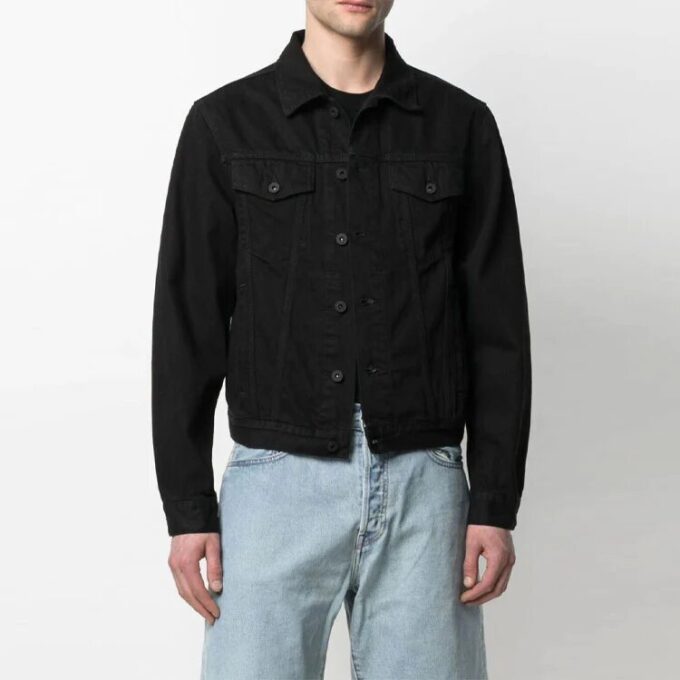 SS21 Denimjakke med logotrykk, løs passform, svart