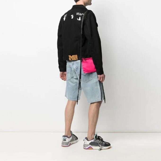 SS21 Denimjakke med logotrykk, løs passform, svart