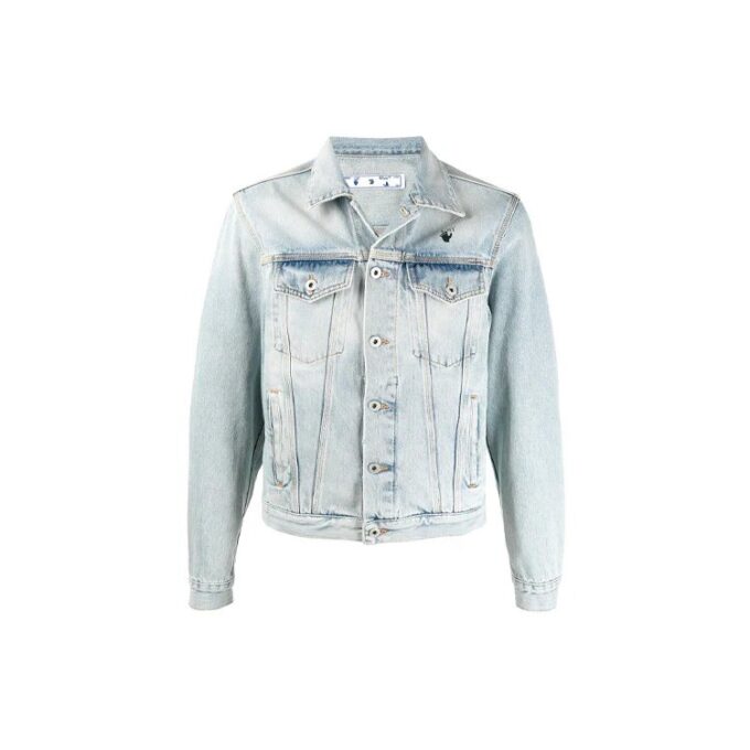 SS21 Denimjakke med trykk på ryggen, blå