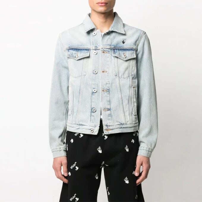 SS21 Denimjakke med trykk på ryggen, blå