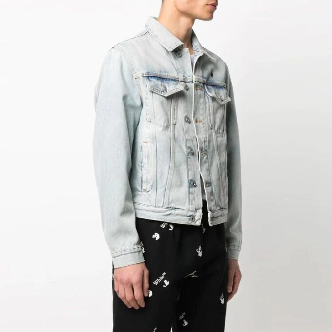 SS21 Denimjakke med trykk på ryggen, blå