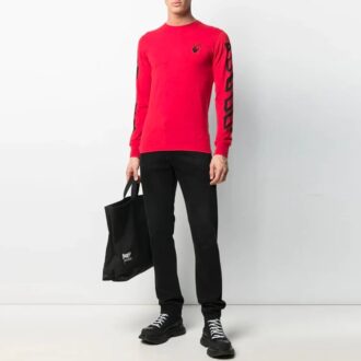 SS21 geometrisk mønster, langermet, slim fit-versjon, rød