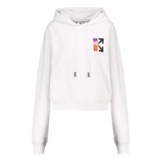 SS21 Hettegenser med gradientpil-trykk, uformell standardversjon, unisex, hvit