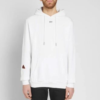 SS21 hettegenser med logo-trykk, lange ermer, løs passform, hvit