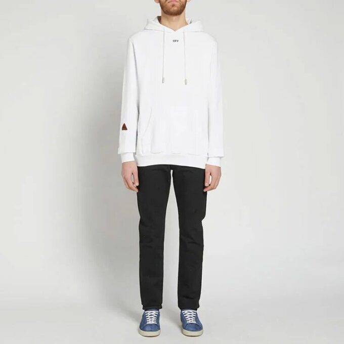 SS21 hettegenser med logo-trykk, lange ermer, løs passform, hvit