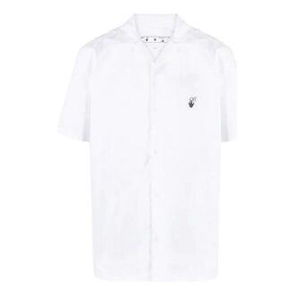 SS21 kortærmet skjorte med brodert logo på ryggen, hvit