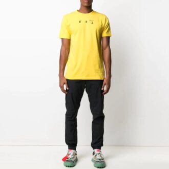 SS21 Logo Arrows Printing Rund hals Shorts Kort erme Løs passform Gul