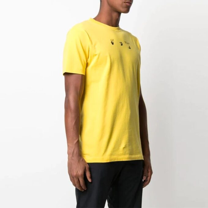 SS21 Logo Arrows Printing Rund hals Shorts Kort erme Løs passform Gul