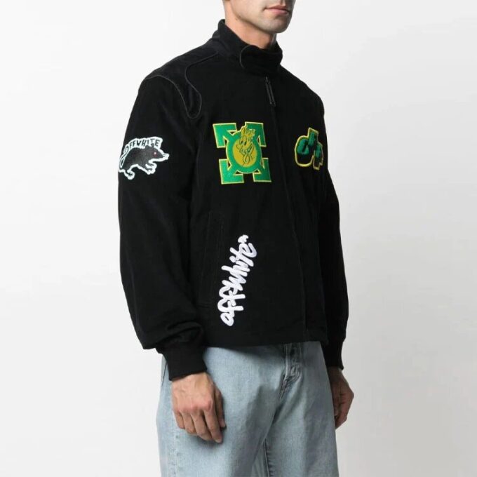 SS21 Logo-brodert Athleisure Casual sportsjakke, svart