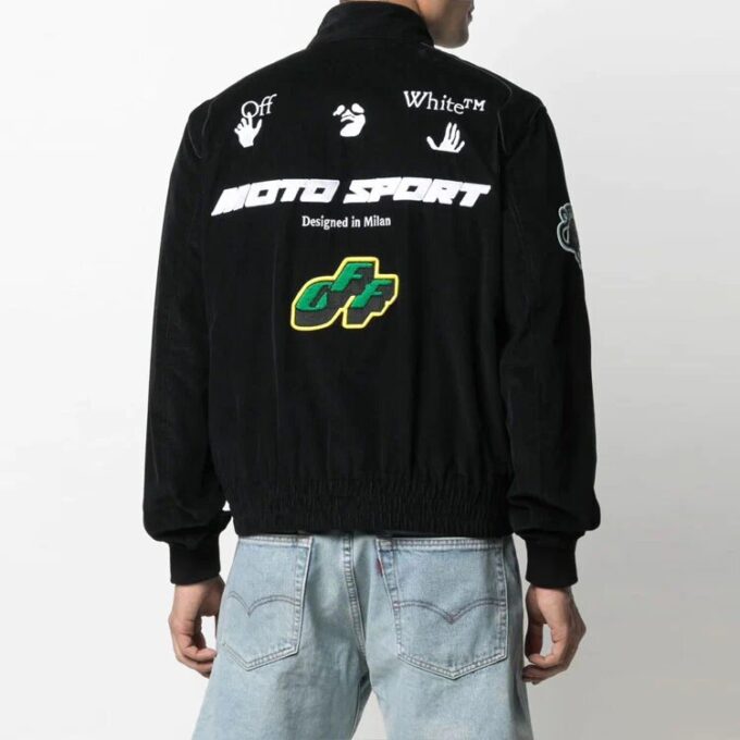SS21 Logo-brodert Athleisure Casual sportsjakke, svart