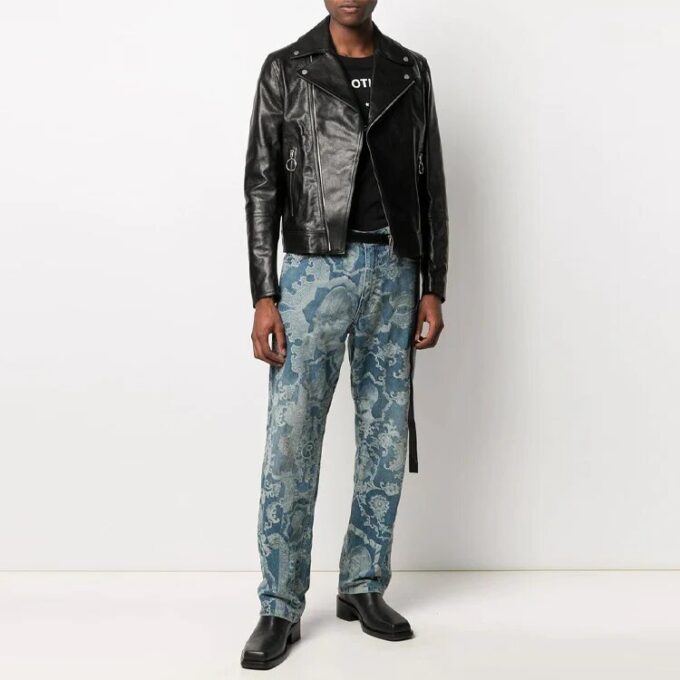 SS21 Logo-mønster Glidelås Slim Fit-versjon Svart