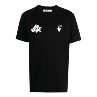 SS21 Logo-mønster, kort ermet, løs passform, svart