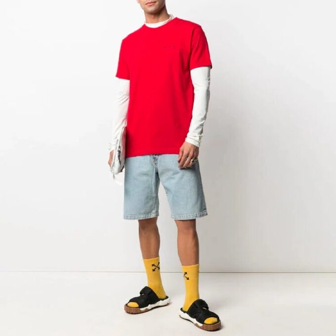 SS21 Logo-mønster Rund hals Shorts Versjon Rød