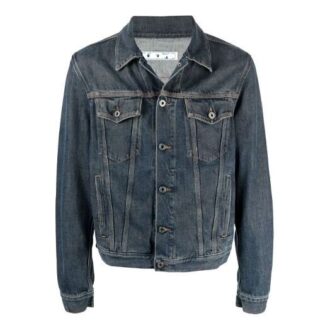 SS21 Logo mønstertrykk denimjakke løs passform denimblå