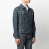 SS21 Logo mønstertrykk denimjakke løs passform denimblå