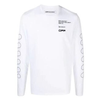 SS21 Logo-mønstertrykk Langermet Slim Fit-versjon Hvit