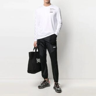 SS21 Logo-mønstertrykk Langermet Slim Fit-versjon Hvit