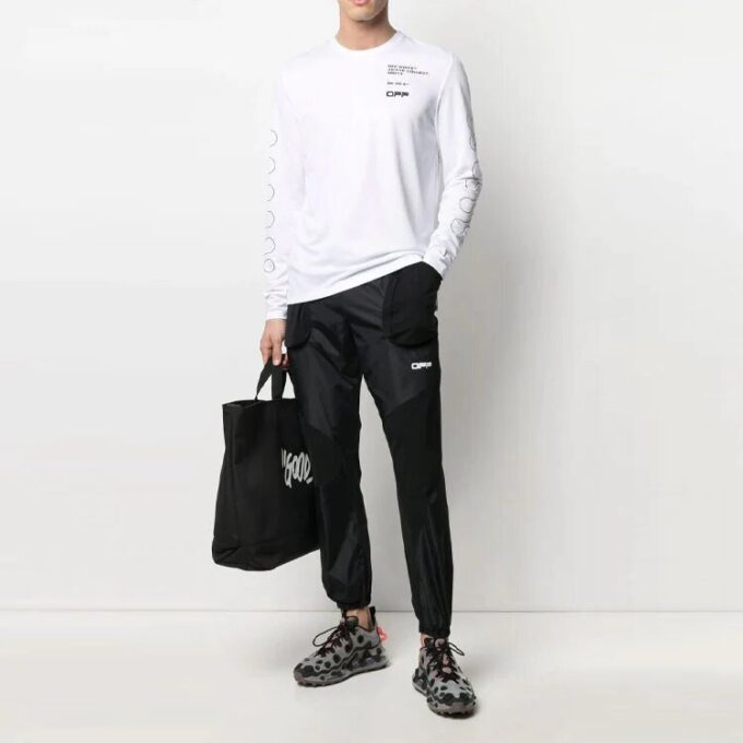 SS21 Logo-mønstertrykk Langermet Slim Fit-versjon Hvit