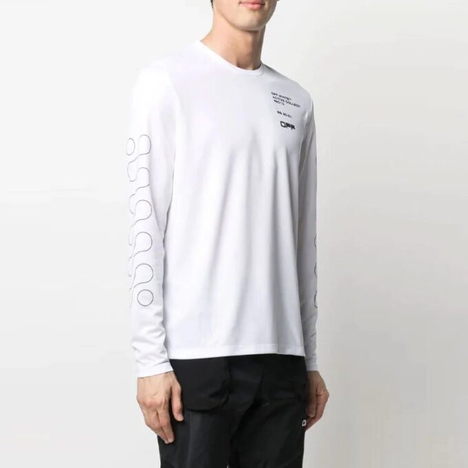 SS21 Logo-mønstertrykk Langermet Slim Fit-versjon Hvit