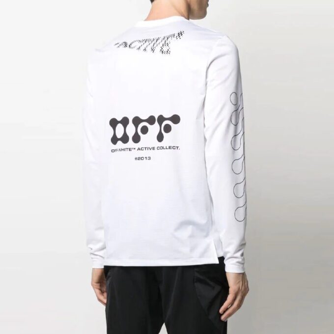 SS21 Logo-mønstertrykk Langermet Slim Fit-versjon Hvit