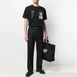 SS21 Logo-mønstret belte, casual langbukser, svart