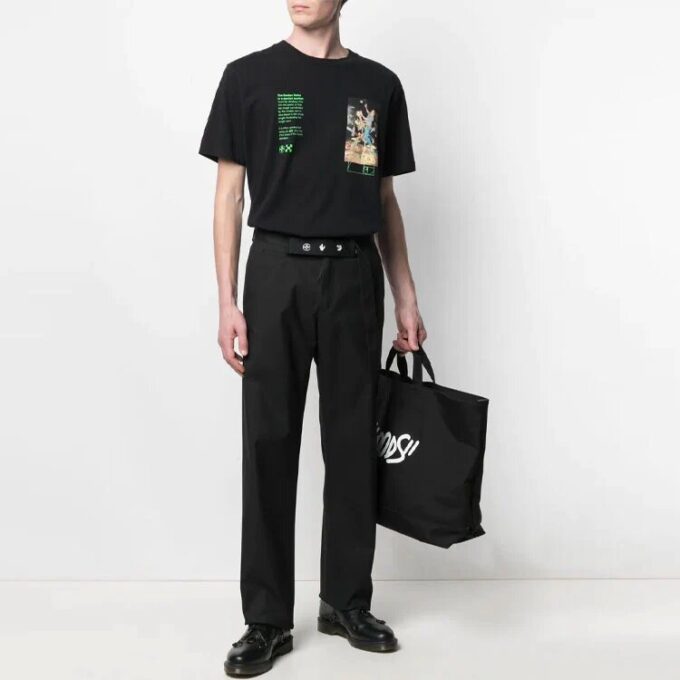 SS21 Logo-mønstret belte, casual langbukser, svart