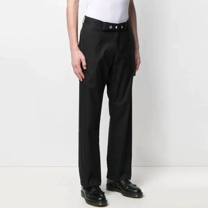 SS21 Logo-mønstret belte, casual langbukser, svart