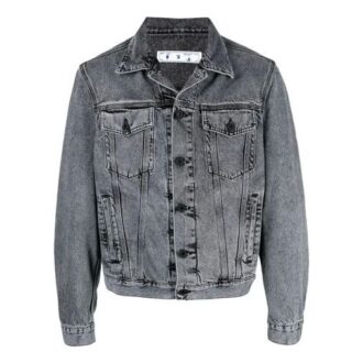 SS21 Logo-trykk Denimjakke Løs passform Grå