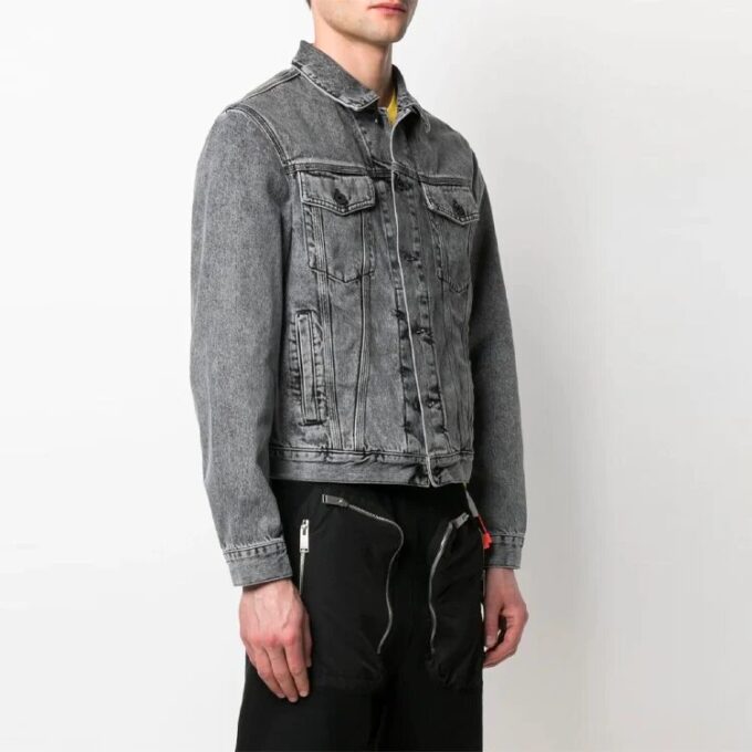 SS21 Logo-trykk Denimjakke Løs passform Grå