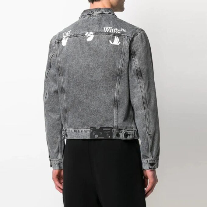 SS21 Logo-trykk Denimjakke Løs passform Grå
