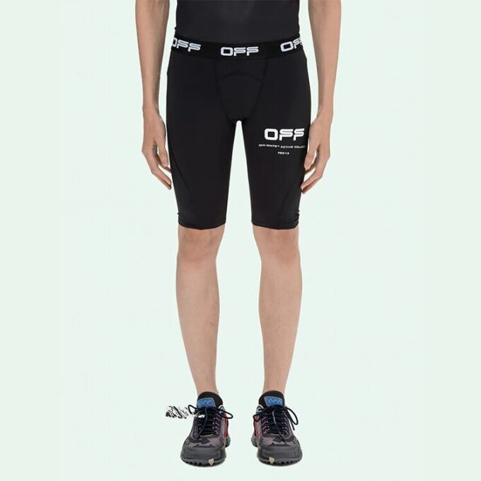 SS21 Logo-trykk, myke elastiske sportsshorts, slim fit-versjon, svart