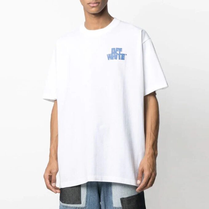 SS21 Logo-trykk Pullover Kort ermet Løs passform Hvit