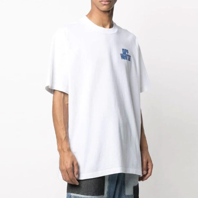 SS21 Logo-trykk Pullover Kort ermet Løs passform Hvit