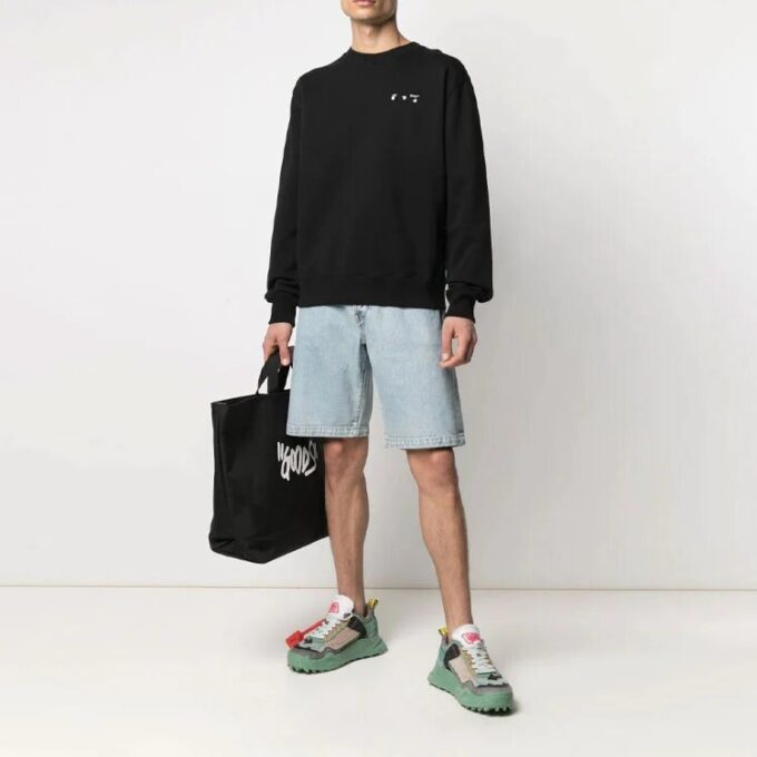SS21 Logo-trykk, rund hals, lange ermer, svart