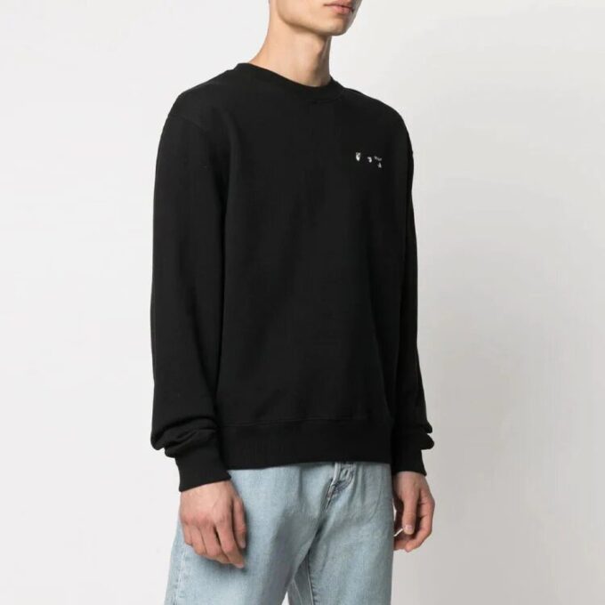 SS21 Logo-trykk, rund hals, lange ermer, svart